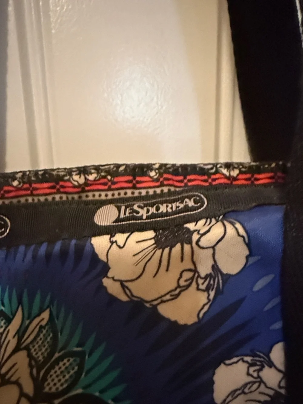 Lesportsac Blue Floral Print‎ Tote with Black Straps
